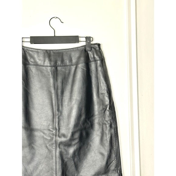 Vintage 90s Lambskin Leather skirt womens 4 black Above Knee preppy croft barrow - Picture 9 of 9